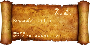 Kopcsó Lilla névjegykártya